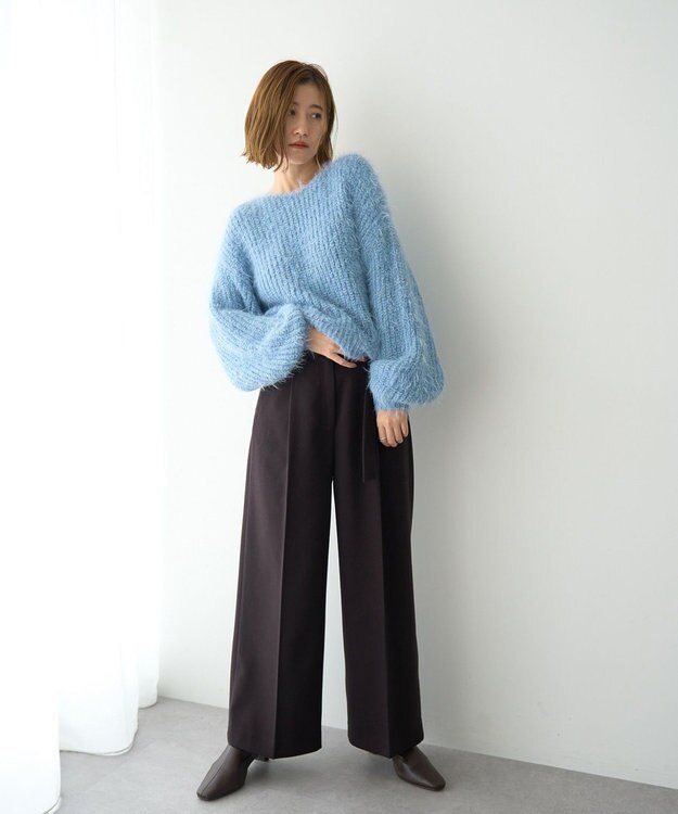 YECCA VECCA 金釦アクセントベルトワイドパンツ Dark Brown