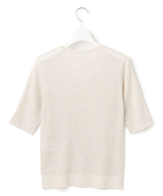 23区 L 【洗える】シャイニーシアー リブ ニット アイボリー系