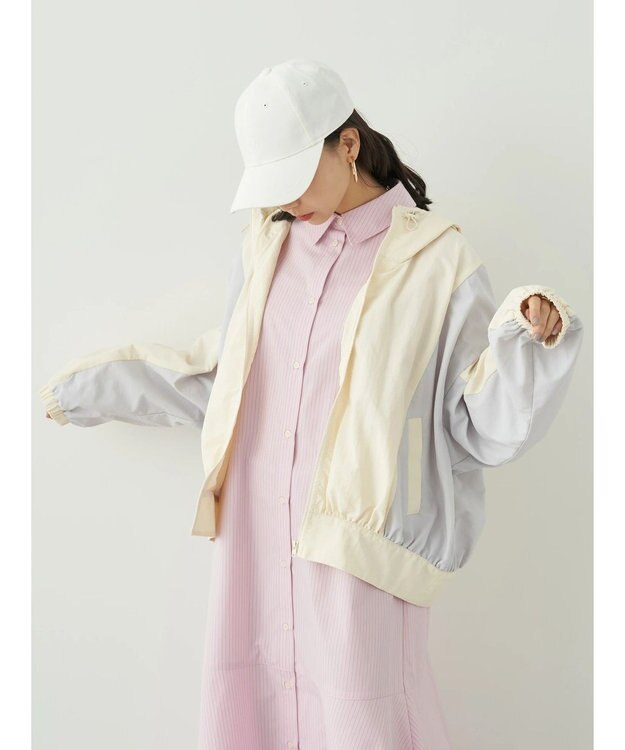 earth music&ecology コクーンギャザー切替ブルゾン Ivory