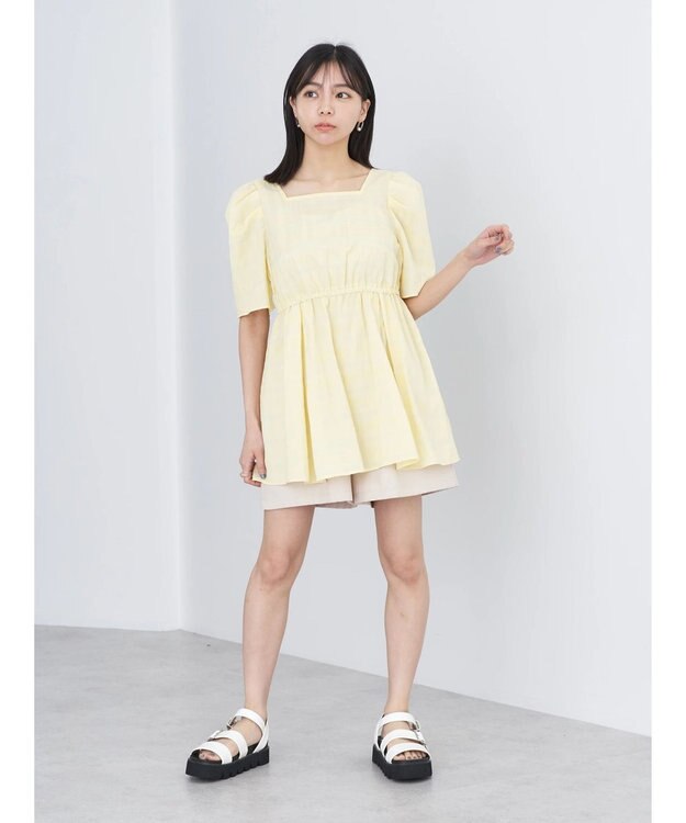 earth music&ecology スクエアネックチュニック Yellow