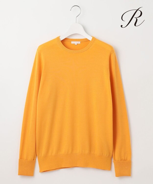23区 【R(アール)】ウーステッドウールカシミヤ クルーネックニット イエロー系