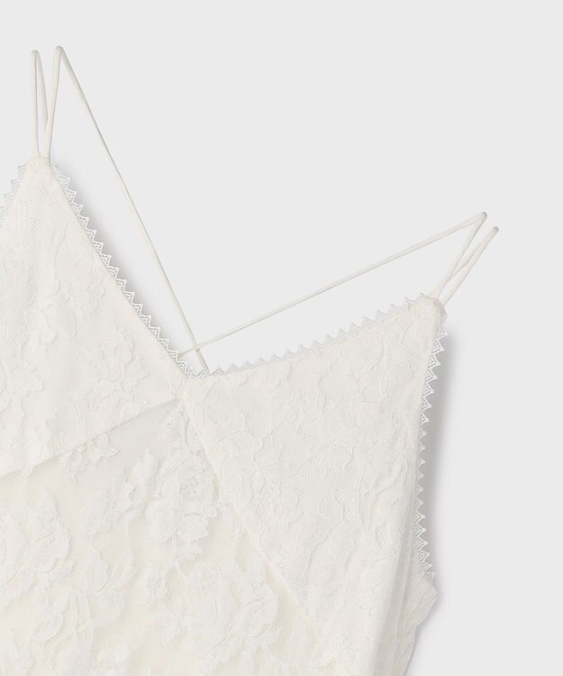 GRACE CONTINENTAL ロゴ刺繍レースワンピース ホワイト