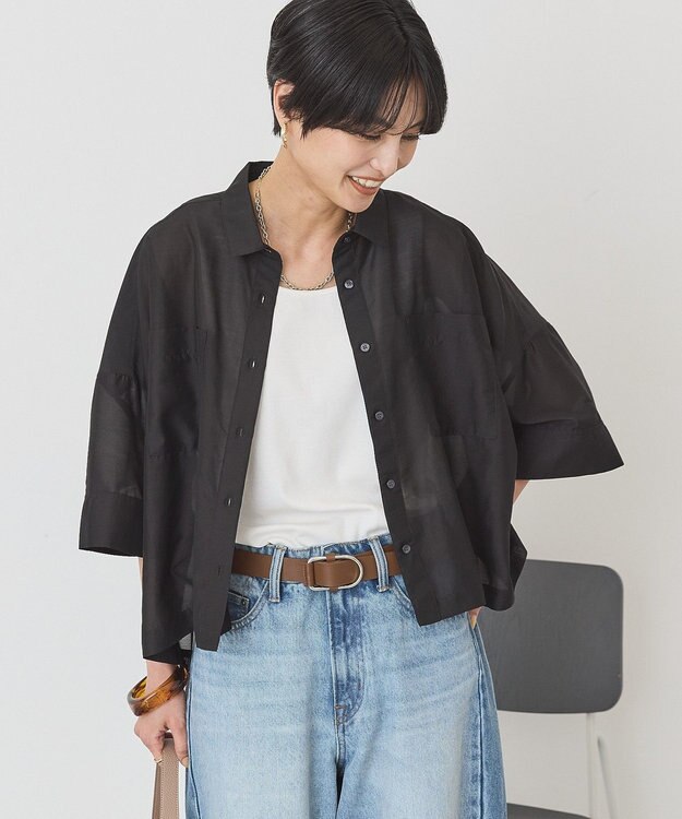 AMERICAN HOLIC 【先行予約】【WEB限定】Wポケットシアー半袖シャツ Black