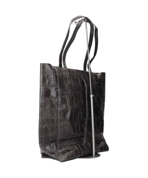 INTER-CHAUSSURES 【ANDREA CARDONE ITALI】ファスナー付き型押しレザートートバッグ グレー型押