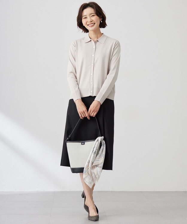 J.PRESS LADIES S 【洗える】ニットポロ カーディガン ベージュ系