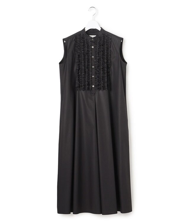 23区 【R(アール)】ルミナスコットン フロントフリル ワンピース ブラック系