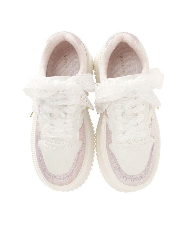 Maison de FLEUR レースリボン厚底スニーカー Light Pink
