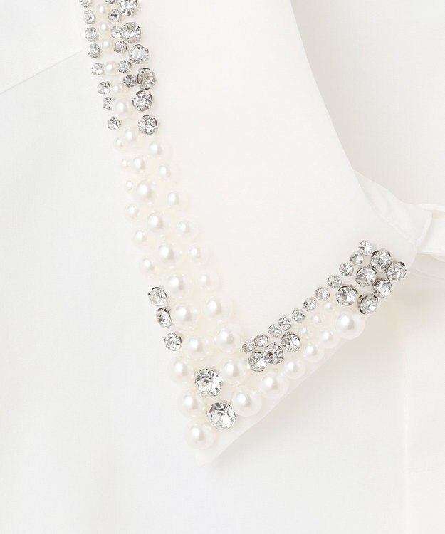 GRACE CONTINENTAL ビジューカラーシャツ ホワイト