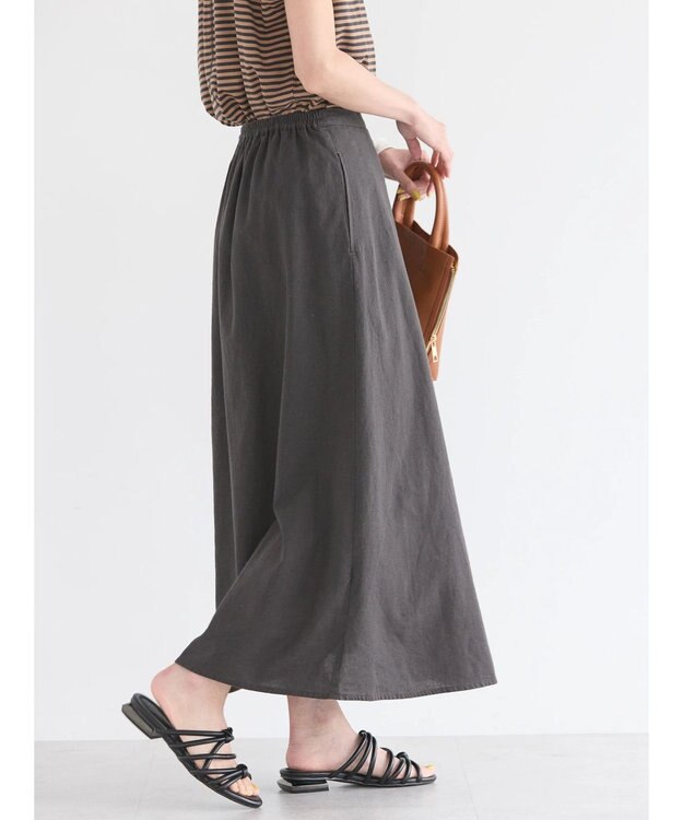 AMERICAN HOLIC リネンブレンドフレアスカート1 Charcoal Gray
