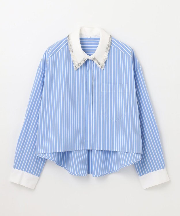 GRACE CONTINENTAL ビジューカラーシャツ ストライプ