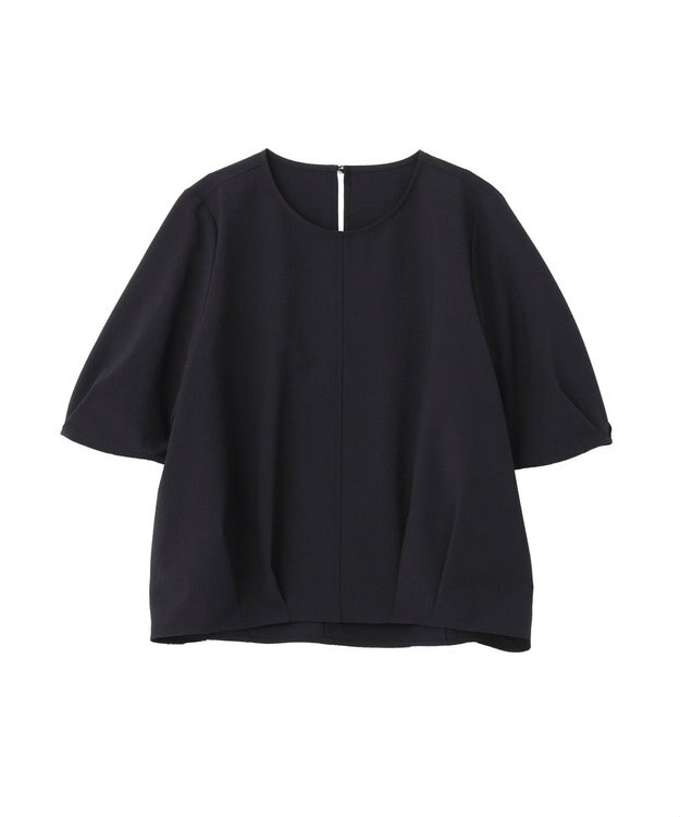 Green Parks 表面感裾タックブラウス Dark Navy