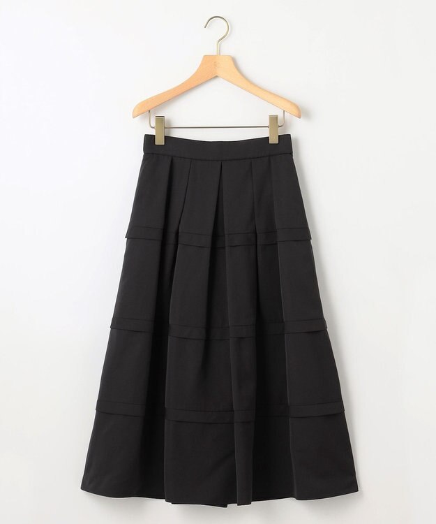 組曲 フリルタフタ フレアスカート ブラック系
