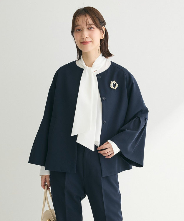 Green Parks ef-de タック袖ラグランジャケット Dark Navy