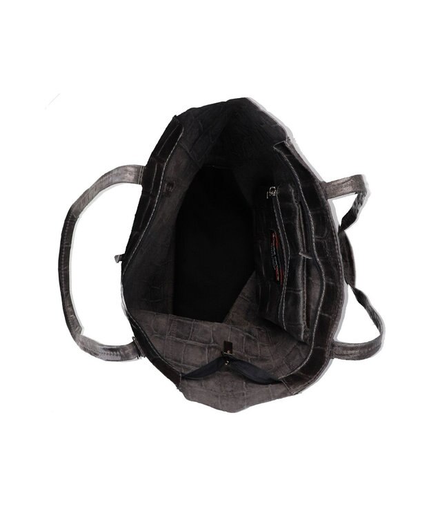 INTER-CHAUSSURES 【ANDREA CARDONE ITALI】ファスナー付き型押しレザートートバッグ グレー型押