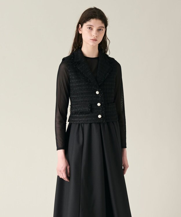 GRACE CONTINENTAL ツイードベスト ブラック