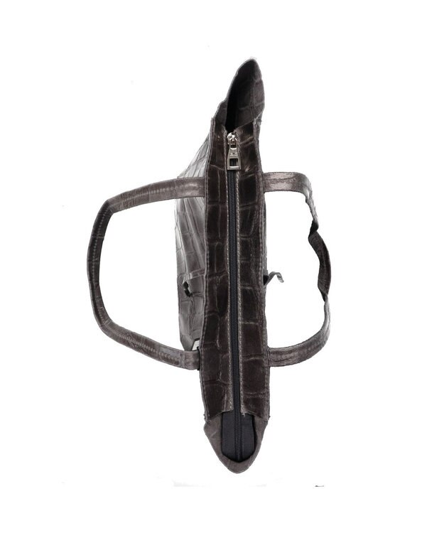 INTER-CHAUSSURES 【ANDREA CARDONE ITALI】ファスナー付き型押しレザートートバッグ グレー型押