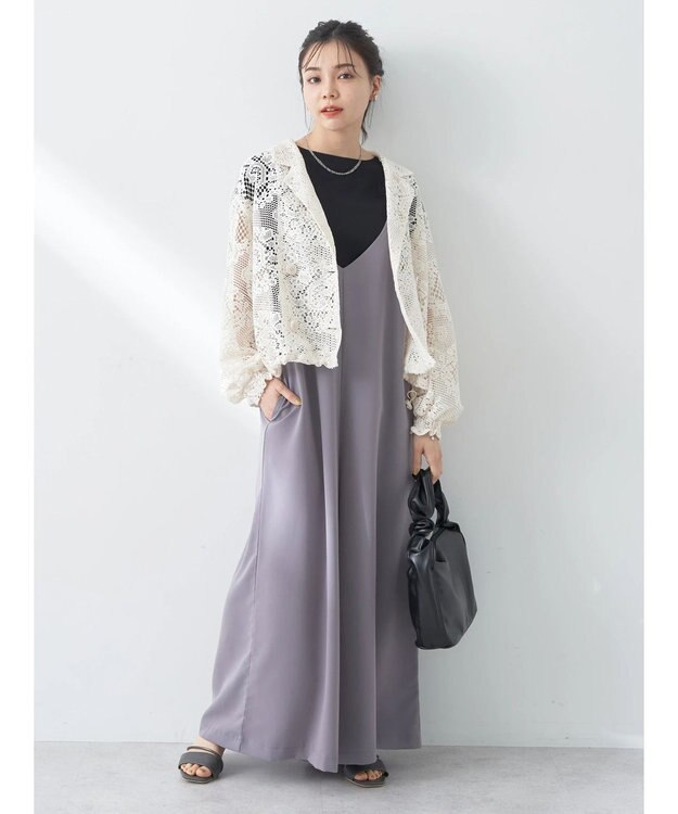 earth music&ecology リボンコンビネゾン Gray