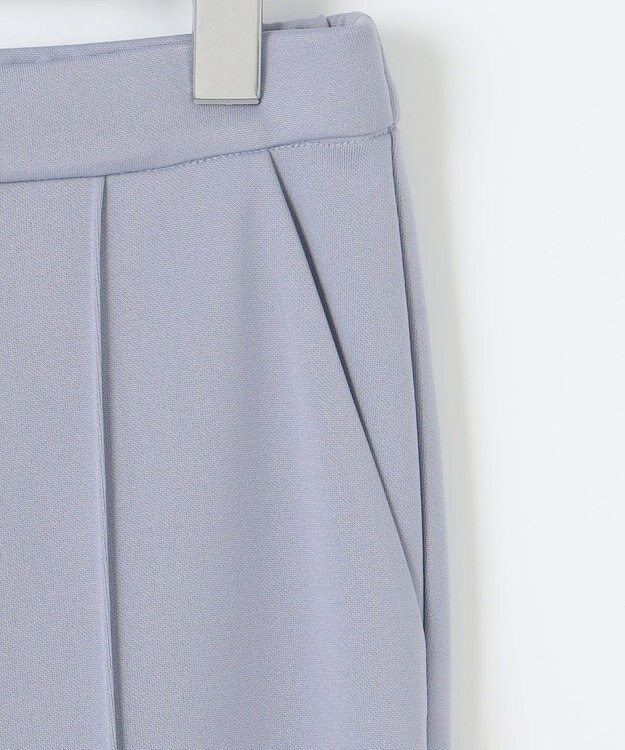 Feroux 【洗える】美シルエットストレッチセミフレア パンツ スカイブルー系