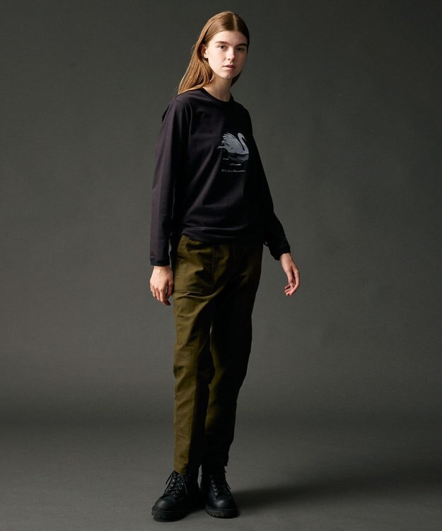 JOSEPH ABBOUD MOUNTAIN 【テーム・ヤルヴィモチーフ】プレーティング天竺 ロングTシャツ ブラック×スワン