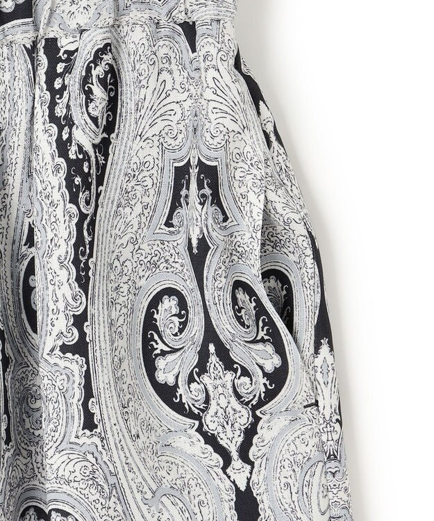 23区 【洗える】Rattiドローイングペイズリープリント ワイド パンツ ブラックプリント