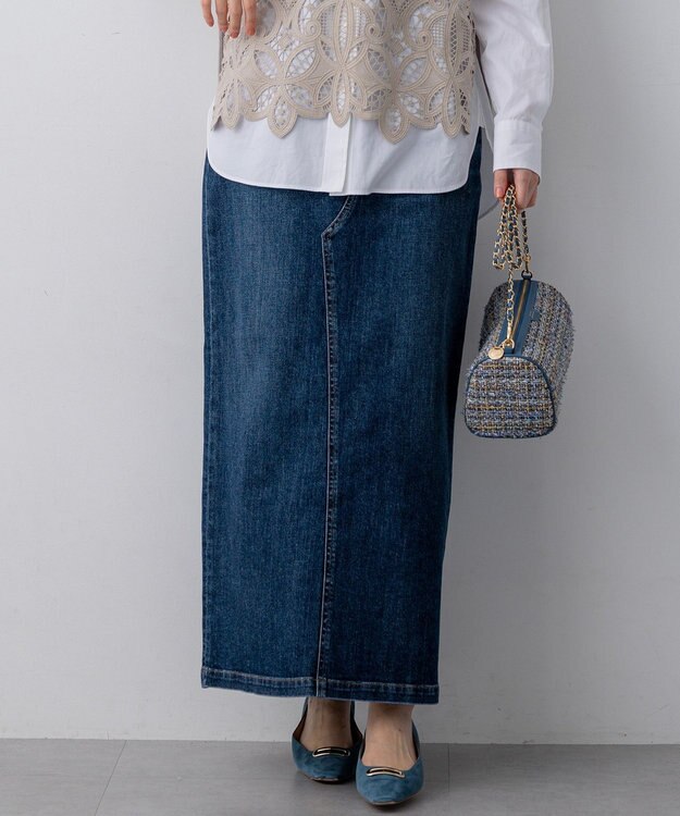 23区 L 【先行予約】23区DENIM Iライン デニムスカート ウォッシュドブルー系