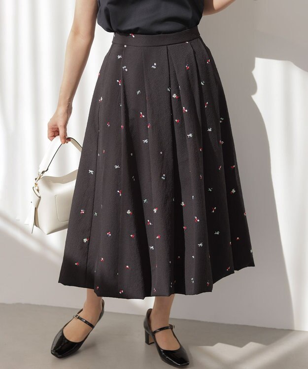 組曲 【WEB限定】ミニフラワーエンブロイダリー スカート ブラック系7