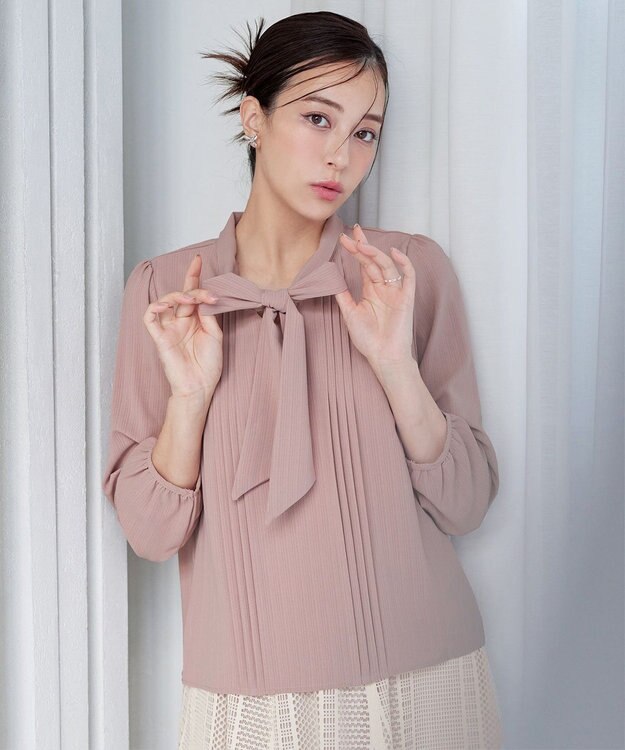 Tiaclasse 【新色追加・洗える】リボンタイブラウス ピンク