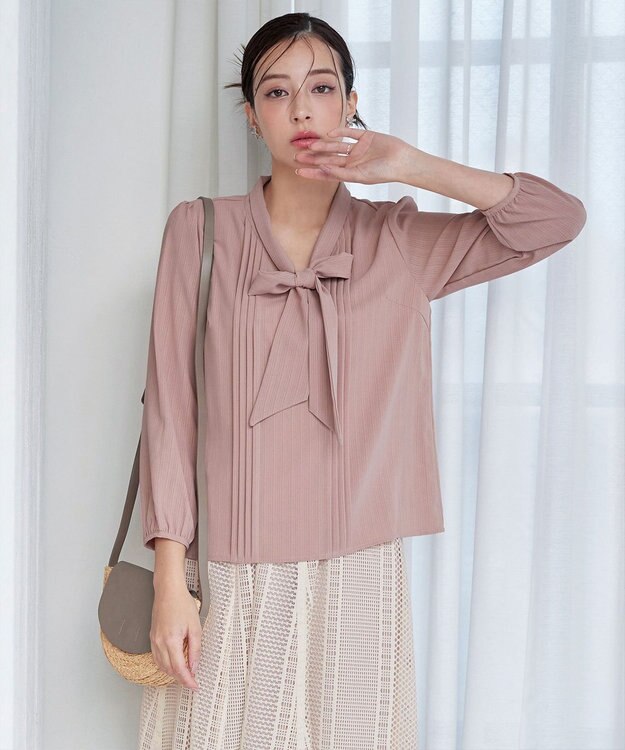 Tiaclasse 【新色追加・洗える】リボンタイブラウス ピンク