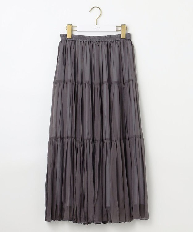 ANY SIS 【洗える】シアーワッシャーティアード スカート スレート