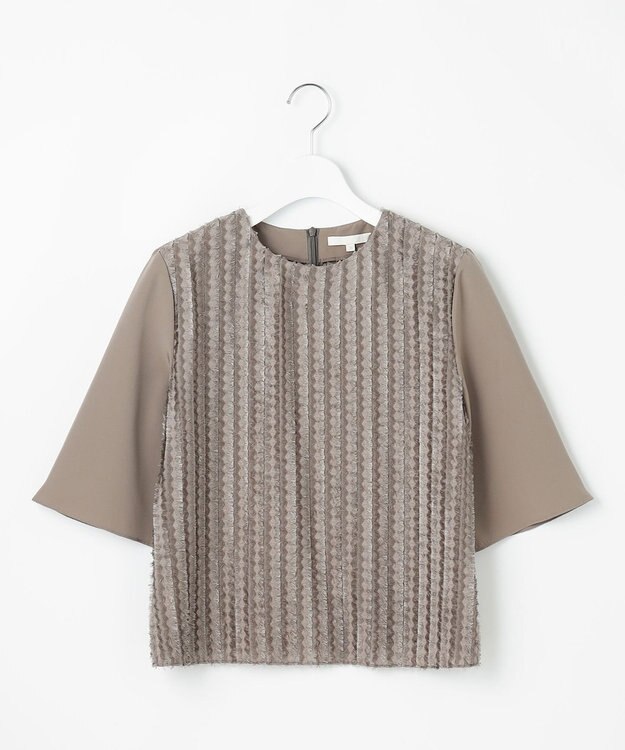 自由区 【セットアップ対応・洗える】フリンジジャガード ブラウス モカ