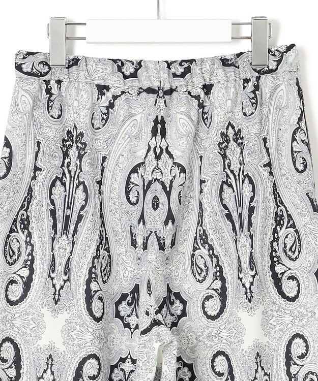 23区 【洗える】Rattiドローイングペイズリープリント ワイド パンツ ブラックプリント