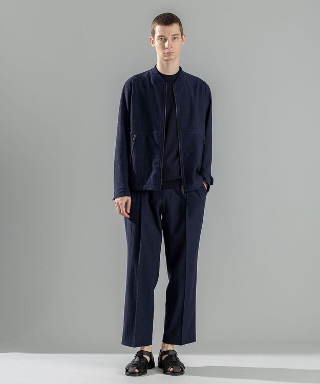 JOSEPH HOMME 新素材【通気性/ストレッチ】トリコサッカーストレッチ ドロスト付ワイドパンツ / BAILEY CONVERTIBLE ネイビー系