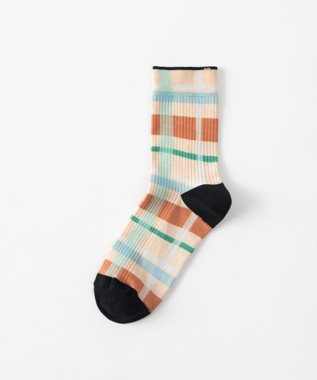 TRICOTE チェックリンクソックス 90WHITE