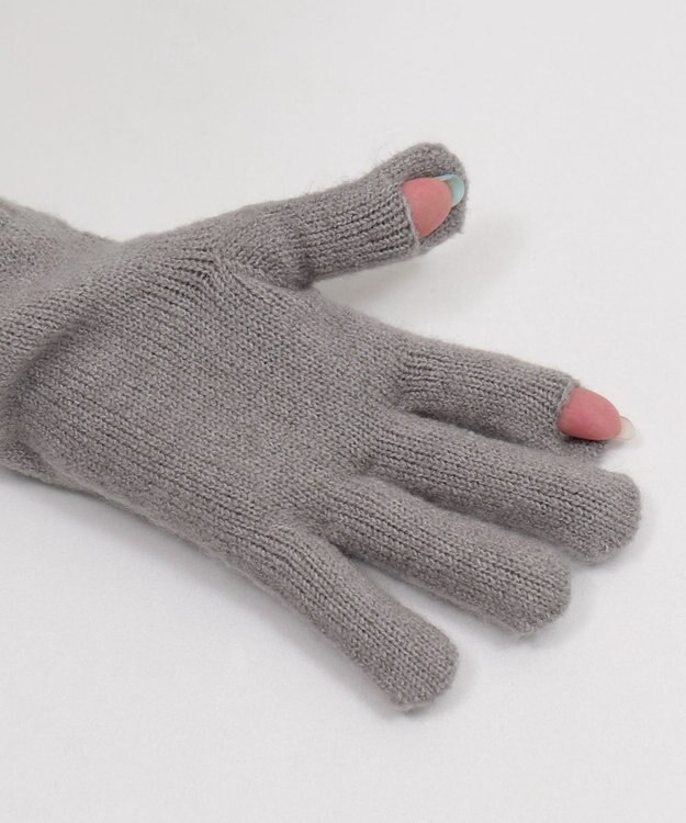WEGO 【スマホ対応】ケーブル編みニットグローブ グレー