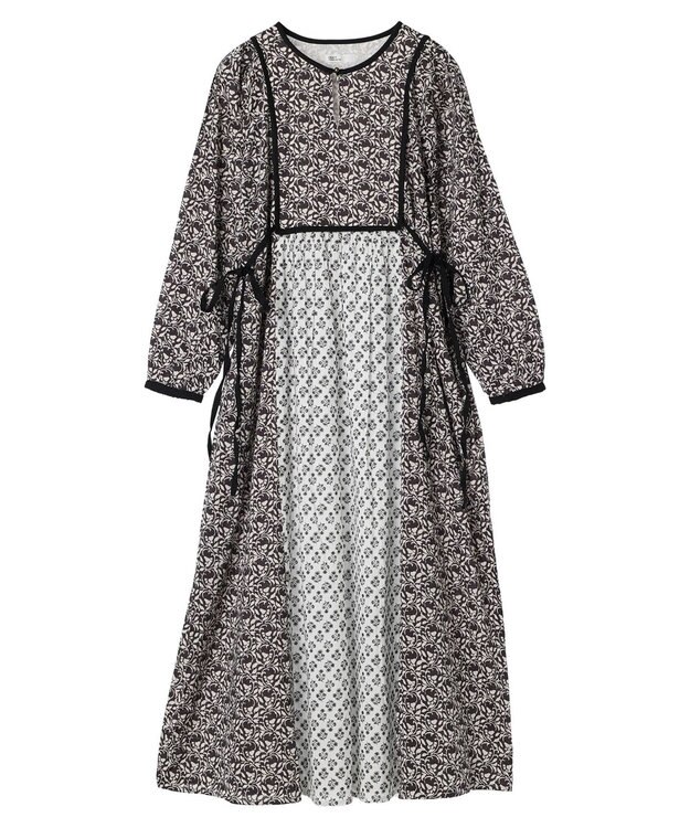 CRAFT STANDARD BOUTIQUE インド綿混エスニック切替ワンピース Charcoal Gray