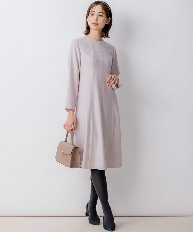 組曲 【WEB限定】ウールジョーゼット フレアワンピース ローズ系