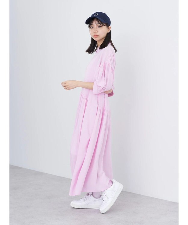 earth music&ecology レーヨンストライプワンピース Pink