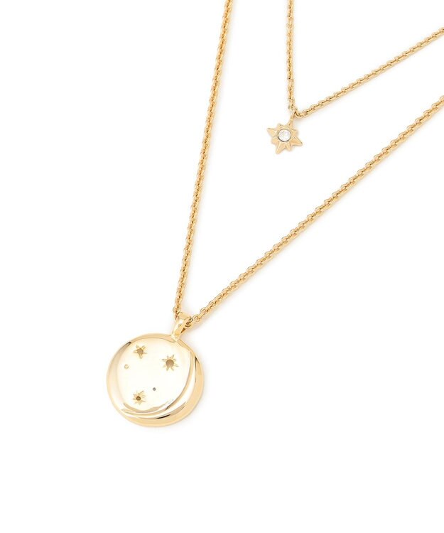 23区 クリスタル付き 2WAY コイン ネックレス ゴールド系