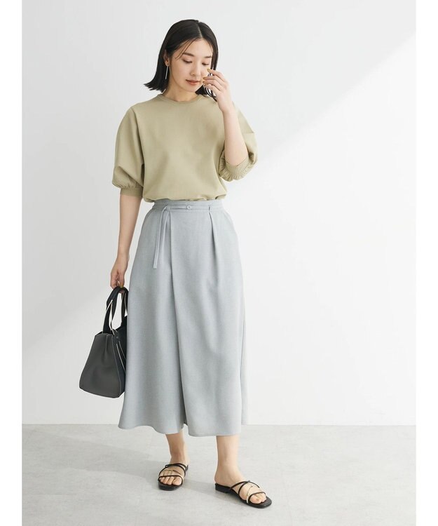 Green Parks パフ５分袖ニットプルオーバー Light Khaki