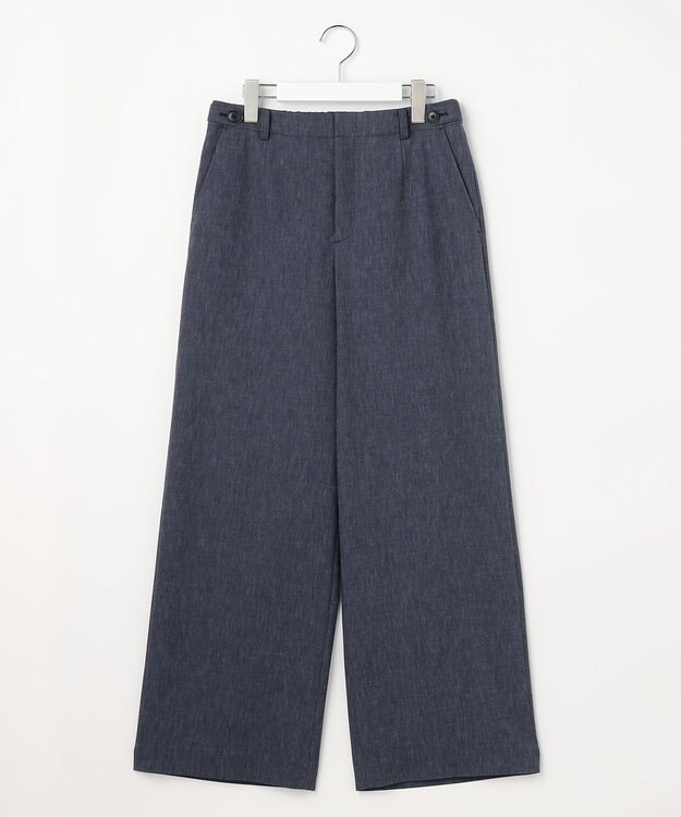 J.PRESS LADIES S リネンバイオシャンブレー ワイド パンツ ネイビー系