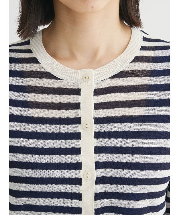 Green Parks 推しニット　クルーネックカーディガン Border