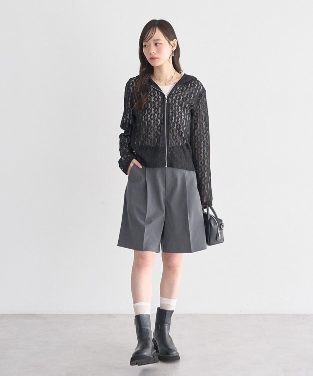 earth music&ecology レースパーカー Black