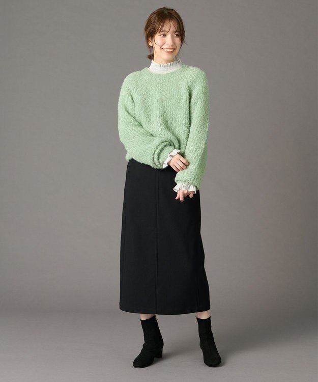 ANY カーリーファンシーニット グリーン