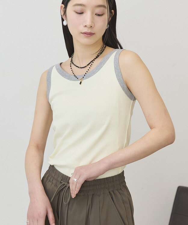 AMERICAN HOLIC バイカラーテレコタンクトップ Light Yellow