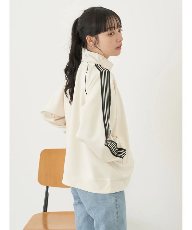earth music&ecology スポーティー袖ラインブルゾン Ivory