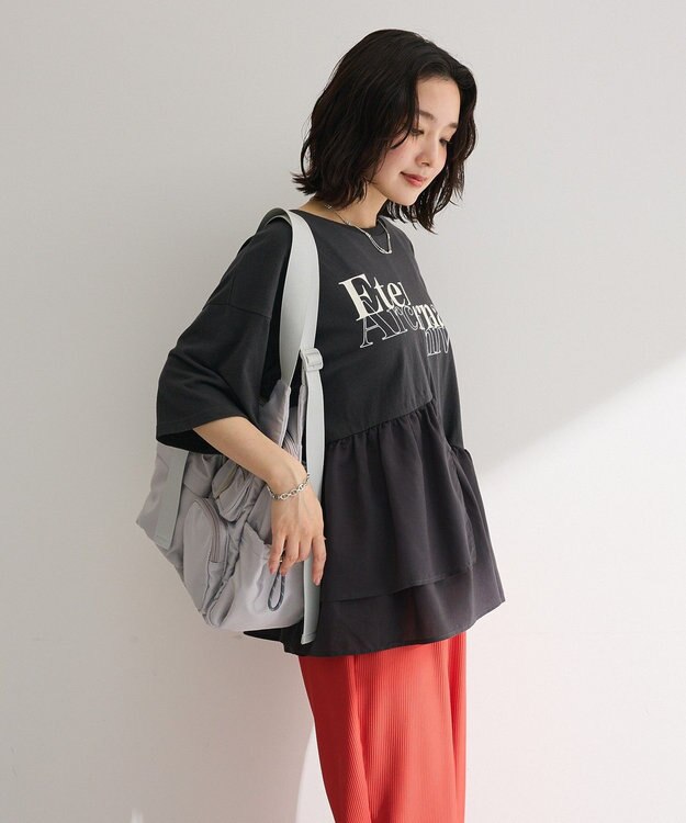 Green Parks アソート柄ドッキングプルオーバー Charcoal Gray