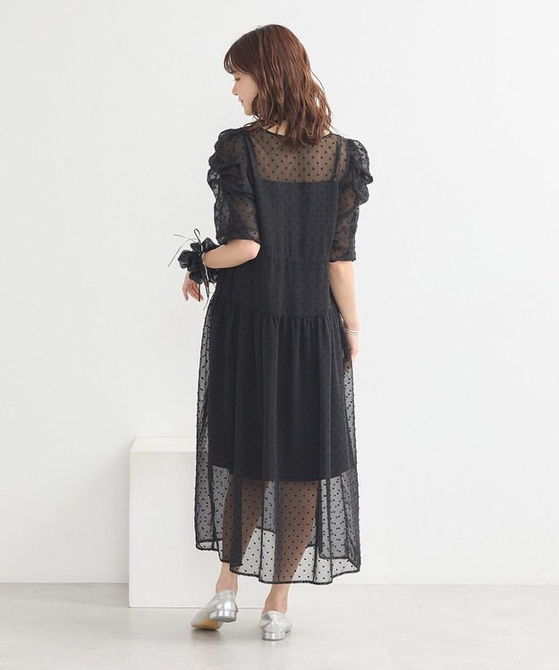 earth music&ecology ドットドビーシアー羽織ワンピース Black