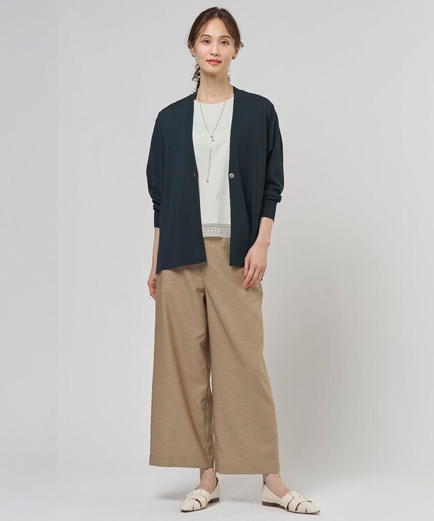 J.PRESS LADIES COOL ヴィスコース ミドル丈 カーディガン ネイビー系