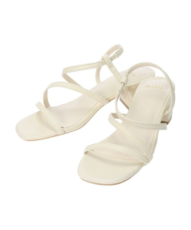 Green Parks ・ｍｉｎｉａ　チャンキーヒールナローストラップサンダル Ivory