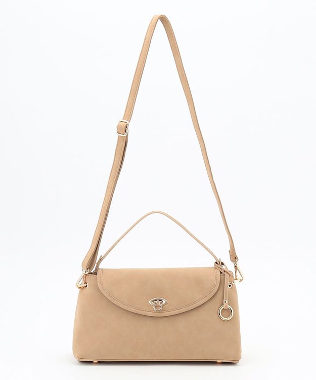 組曲 スエードライク トップハンドルバッグ ベージュ系